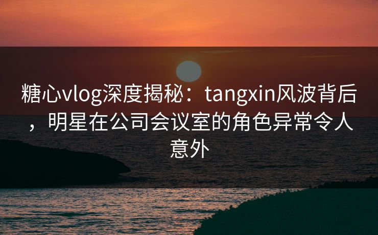 糖心vlog深度揭秘：tangxin风波背后，明星在公司会议室的角色异常令人意外