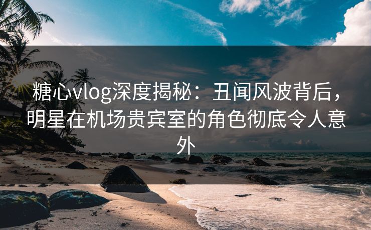 糖心vlog深度揭秘：丑闻风波背后，明星在机场贵宾室的角色彻底令人意外