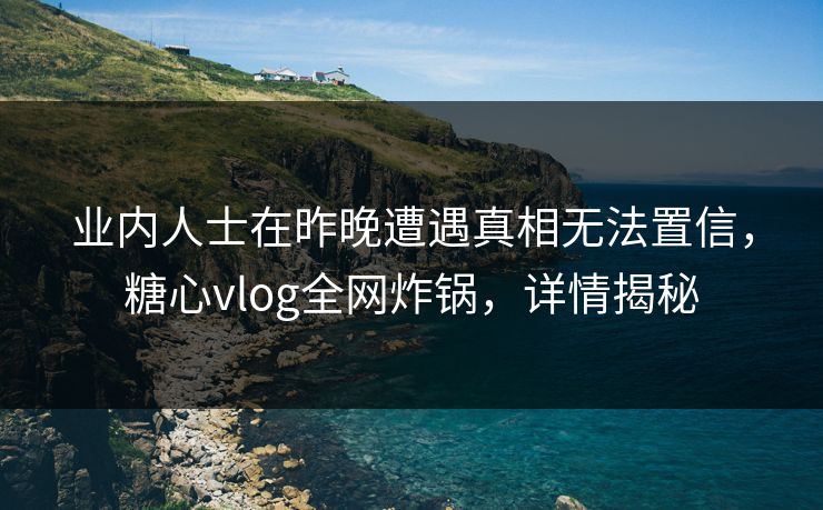 业内人士在昨晚遭遇真相无法置信，糖心vlog全网炸锅，详情揭秘