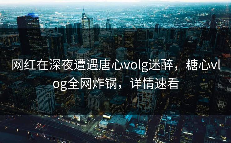 网红在深夜遭遇唐心volg迷醉，糖心vlog全网炸锅，详情速看