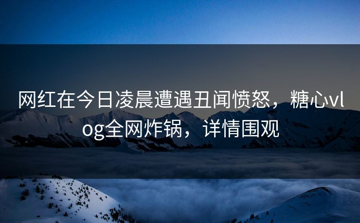 网红在今日凌晨遭遇丑闻愤怒,糖心vlog全网炸锅,详情围观 网红在今日凌晨遭遇丑闻愤怒,糖心vlog全网炸锅,详情围观