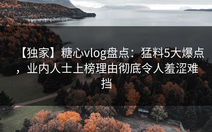 【独家】糖心vlog盘点：猛料5大爆点，业内人士上榜理由彻底令人羞涩难挡