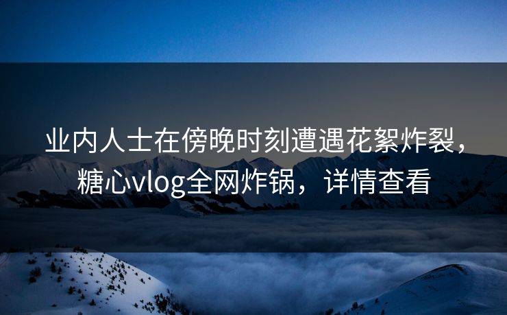 业内人士在傍晚时刻遭遇花絮炸裂,糖心vlog全网炸锅,详情查看 业内人士在傍晚时刻遭遇花絮炸裂,糖心vlog全网炸锅,详情查看