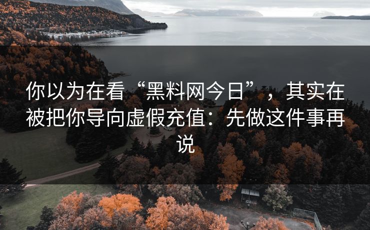 你以为在看“黑料网今日”，其实在被把你导向虚假充值：先做这件事再说
